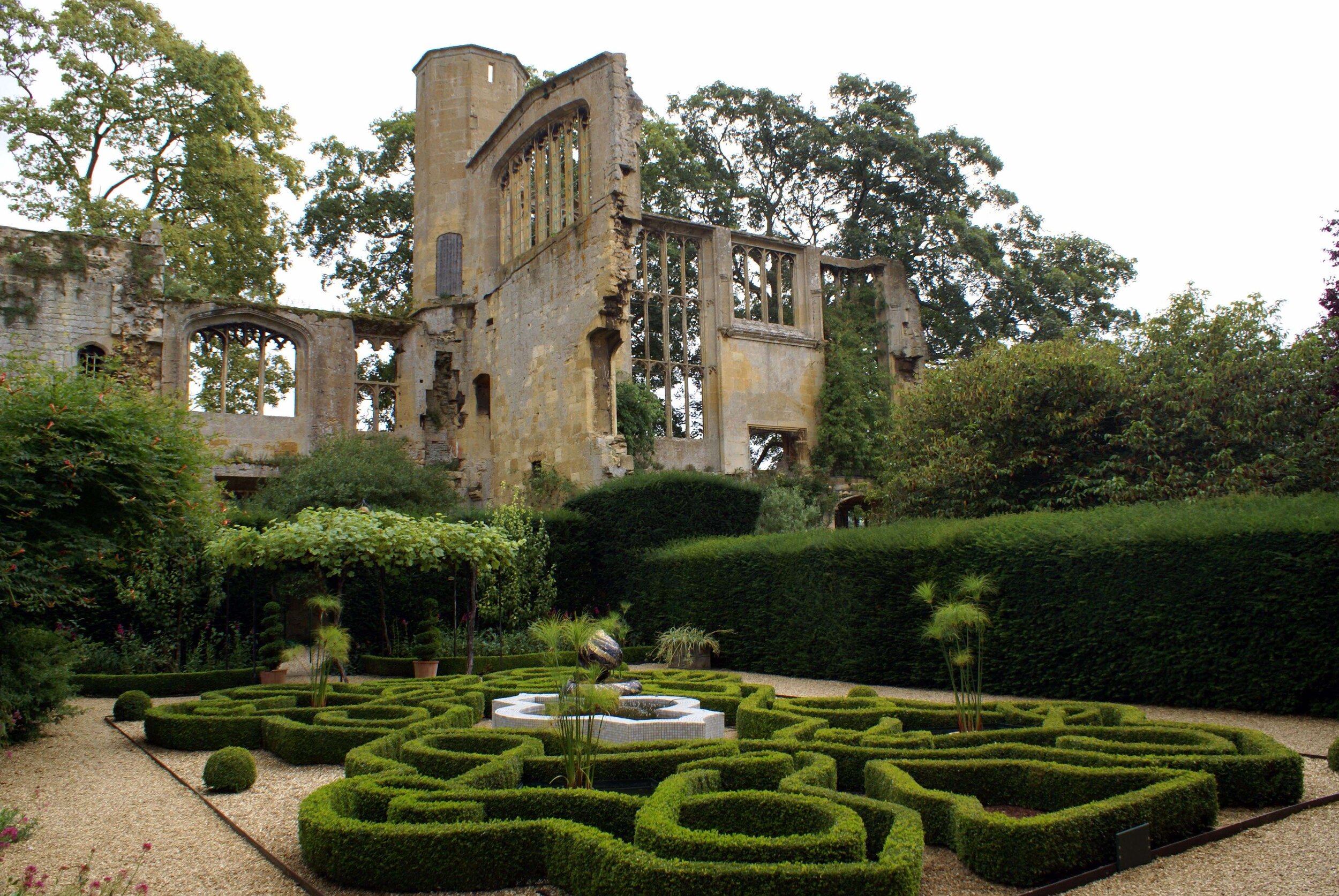 Old Frame Of A Castle With Manicured Gardens