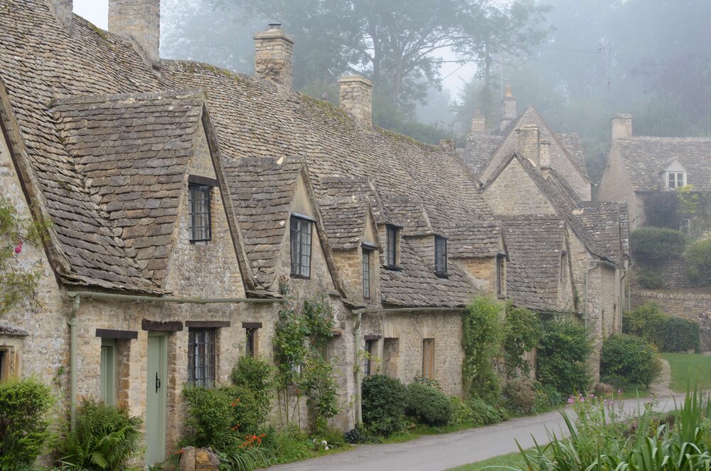 Old Houses In Foggy Weather